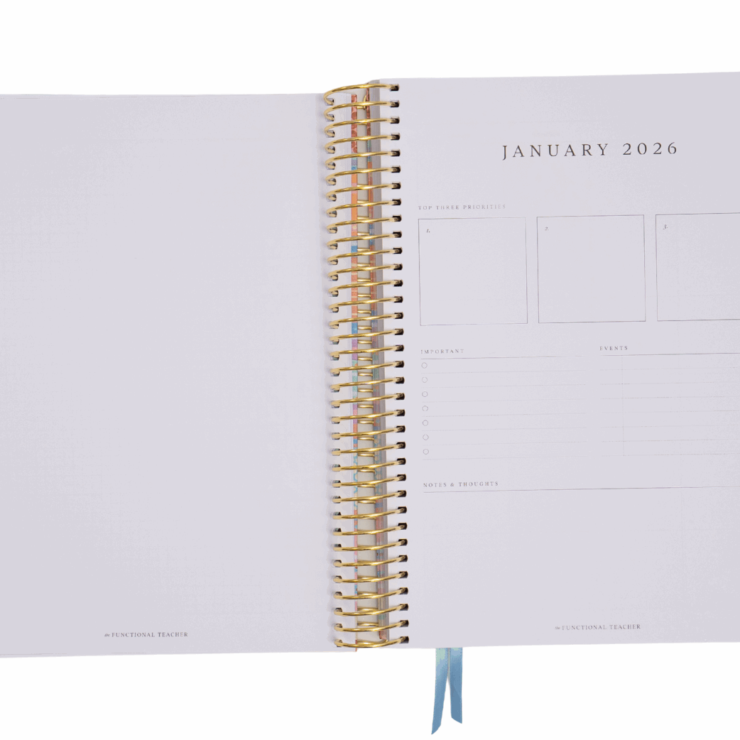 Open planner showing January 2026 on a white background