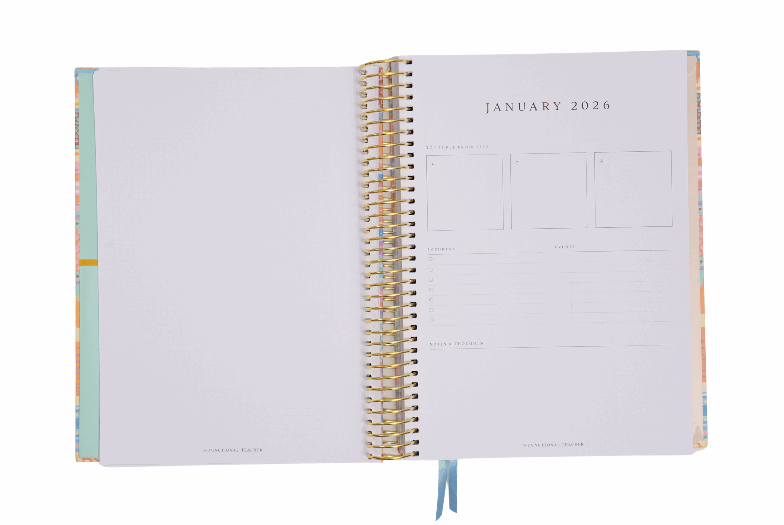 Open planner showing January 2026 on a white background