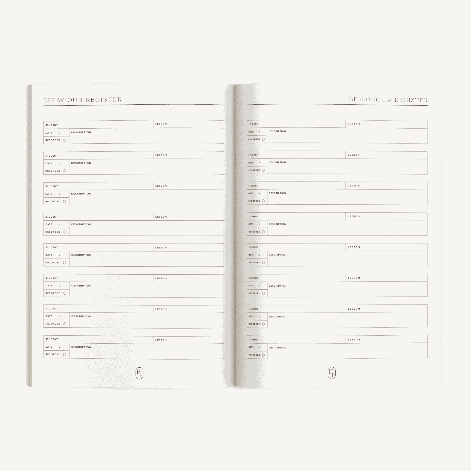 A5 Behaviour Log Book - The Functional Teacher