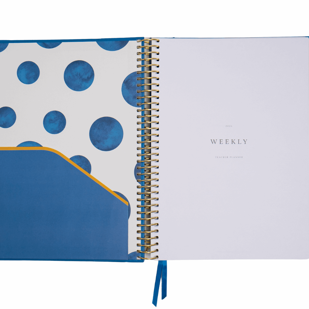 blue dots teacher planner inside cover