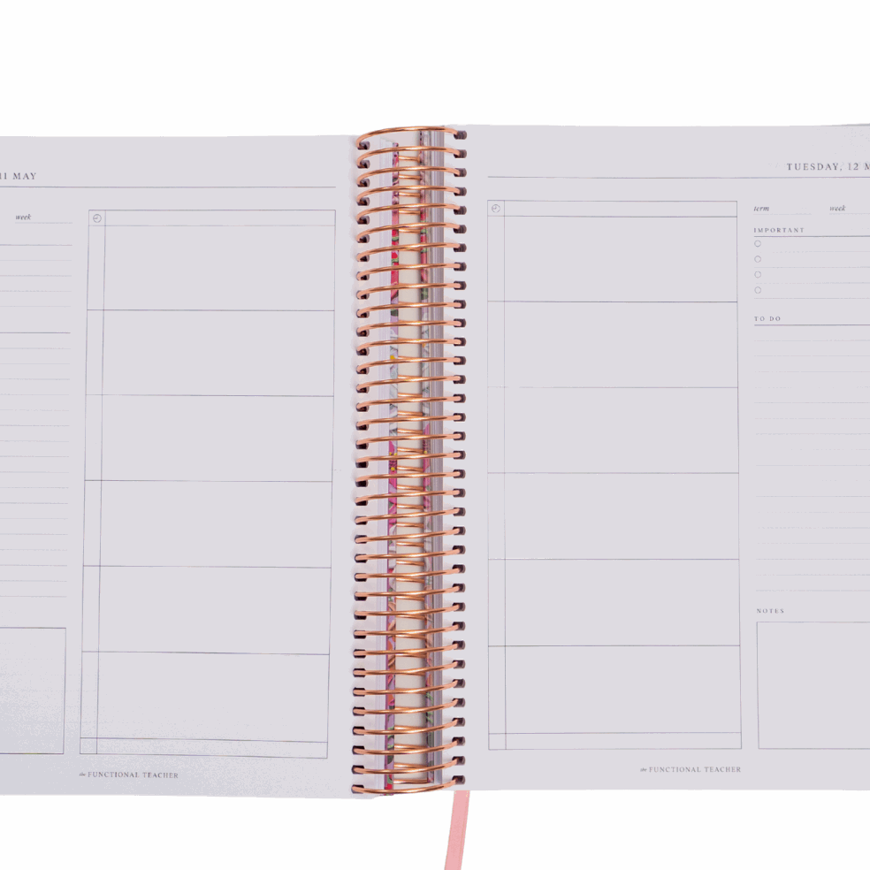 Layout of the daily teacher planner by the functional teacher