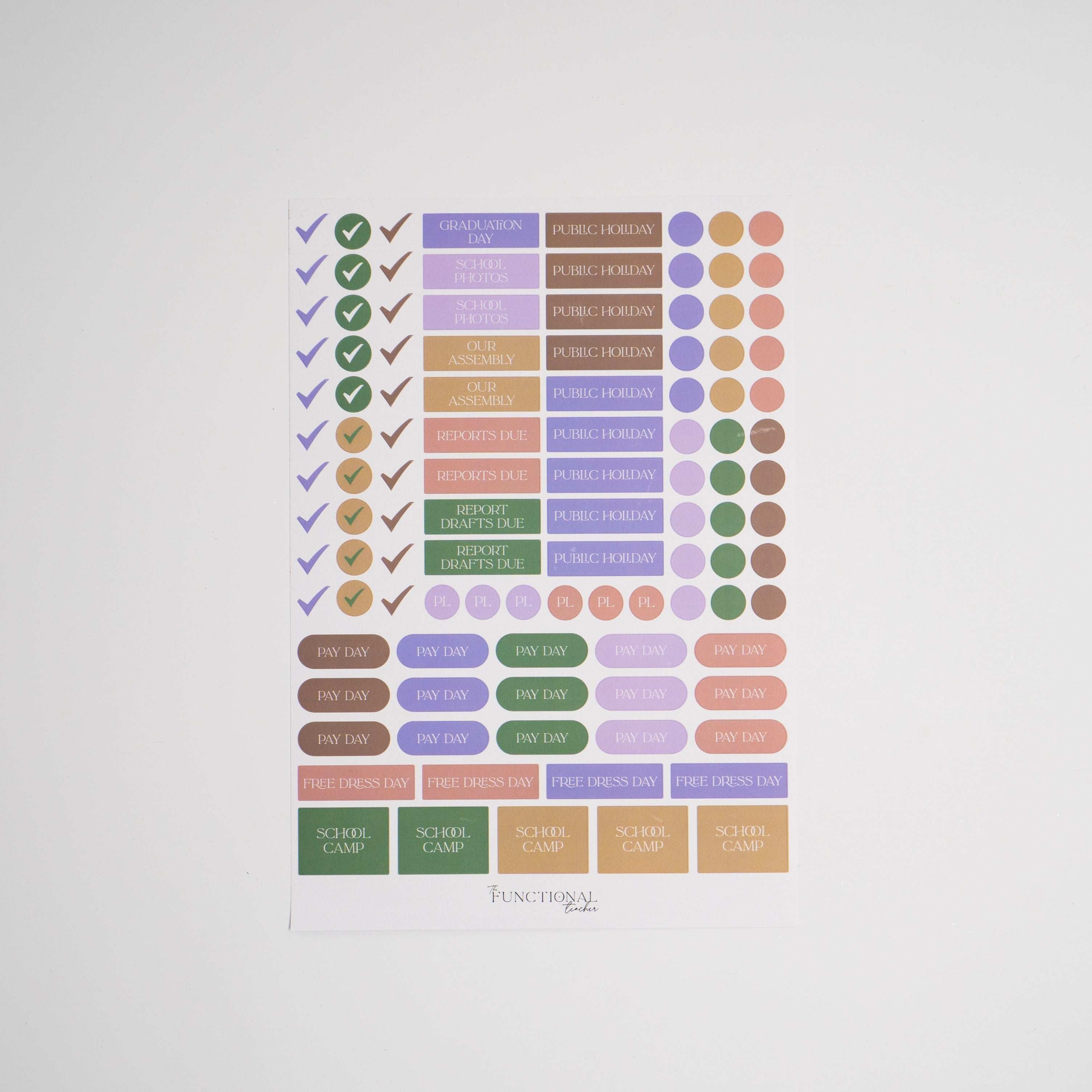 Set of colorful checkmark stickers on a white background