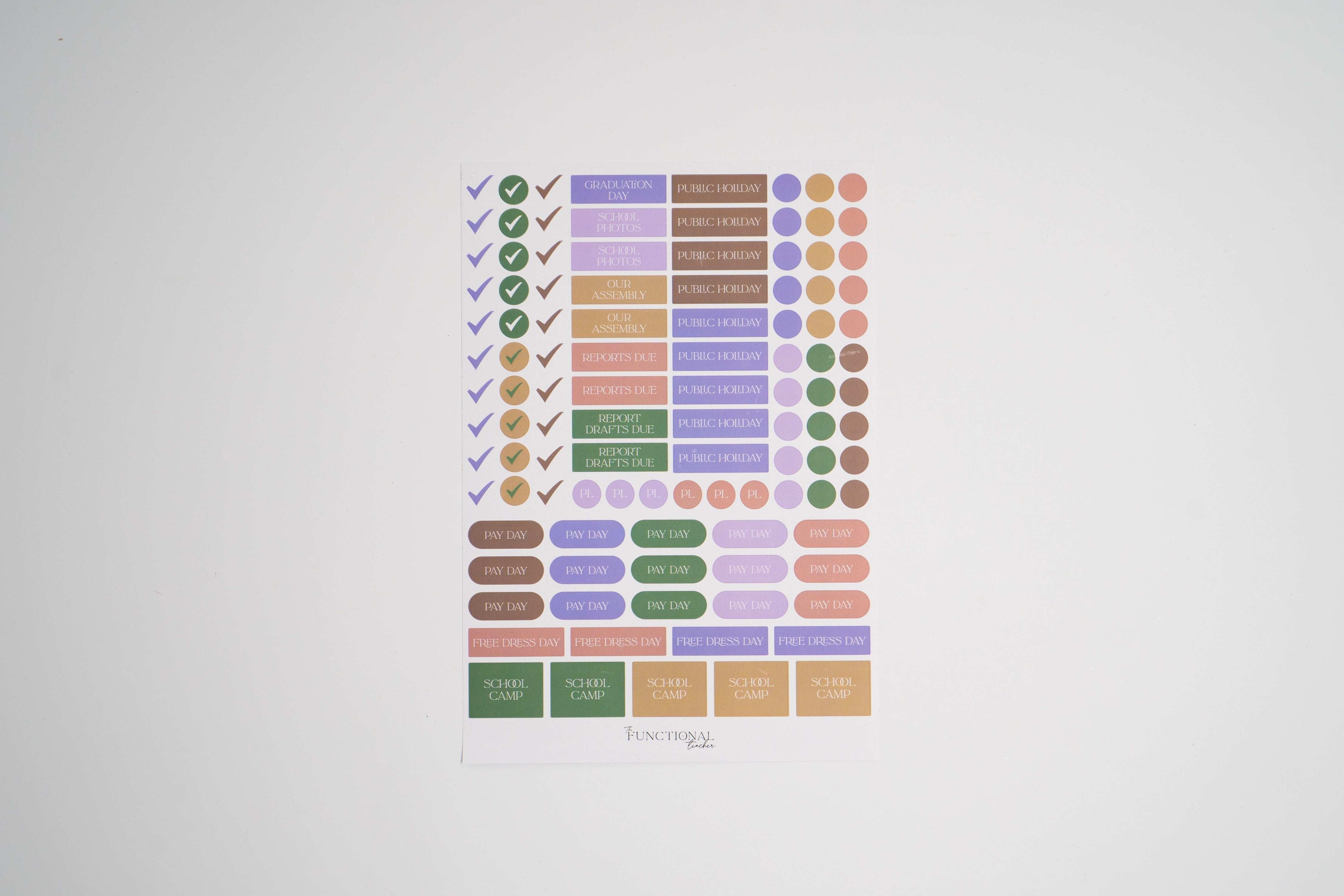 Set of colorful checkmark stickers on a white background