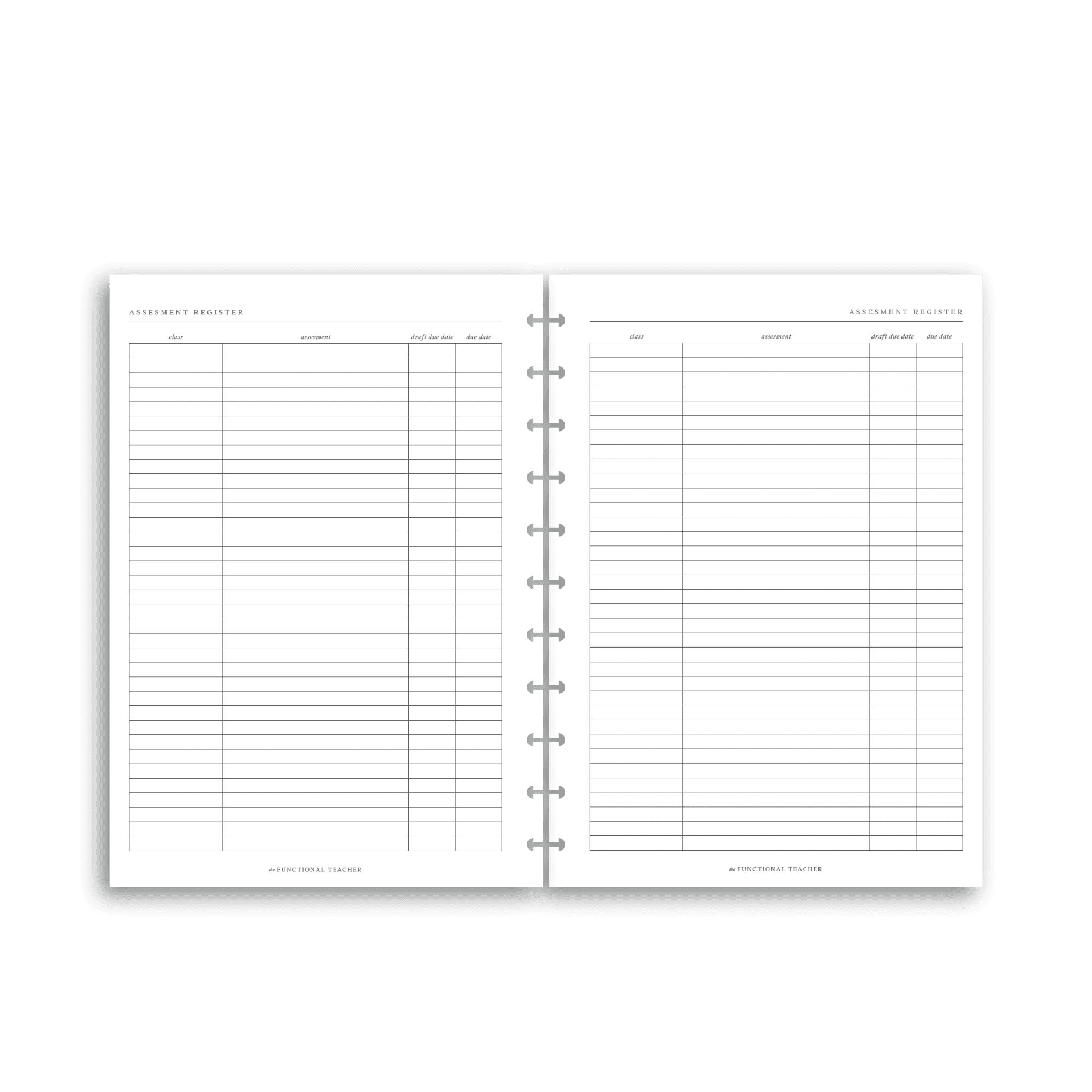 Assessment Register | Disc Inserts - The Functional Teacher