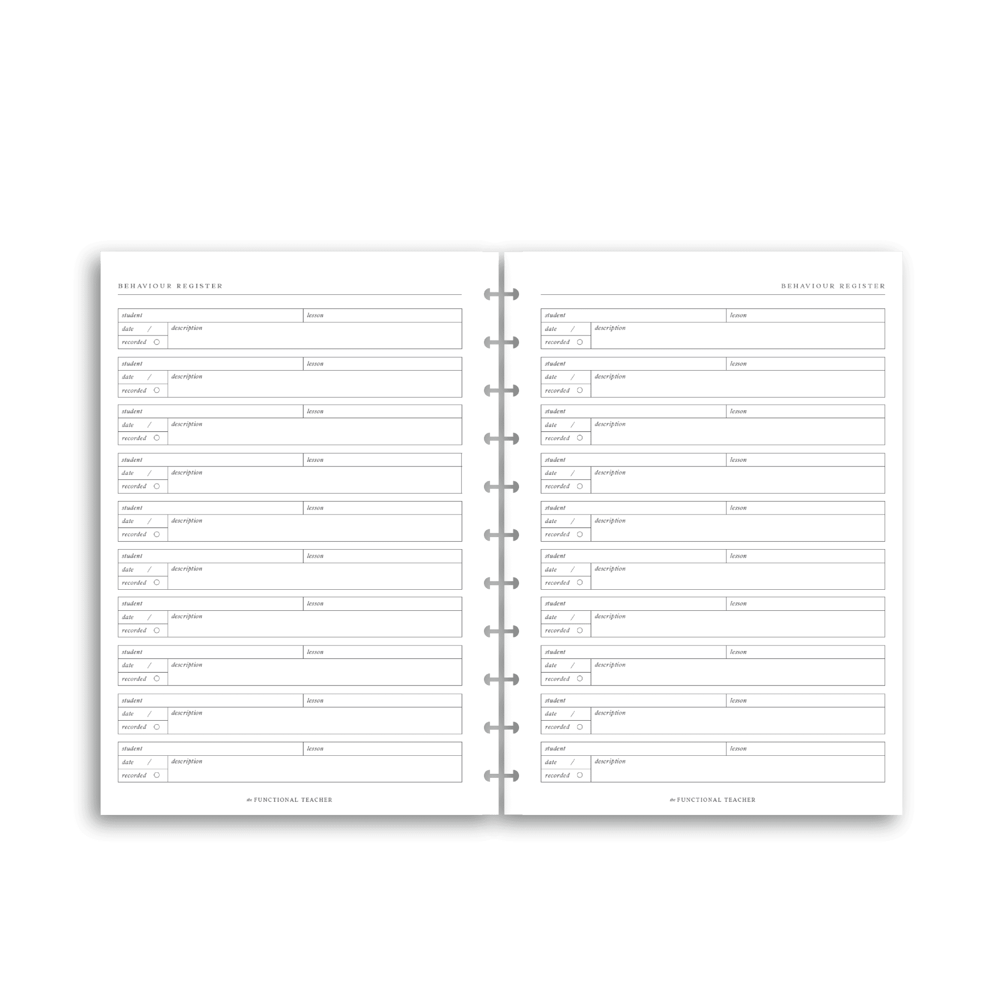 Behaviour Register | Disc Inserts - The Functional Teacher