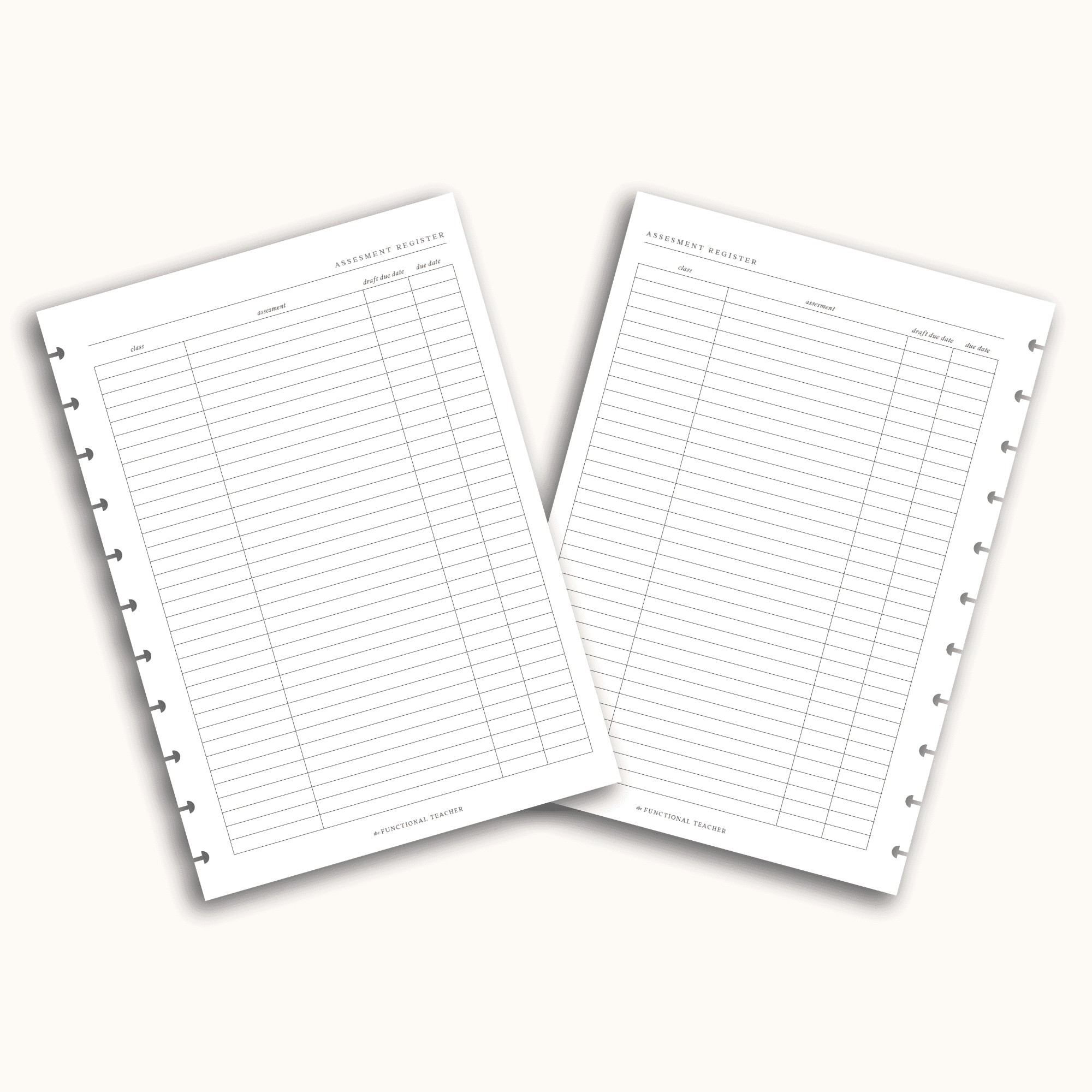 Assessment Register | Disc Inserts - The Functional Teacher