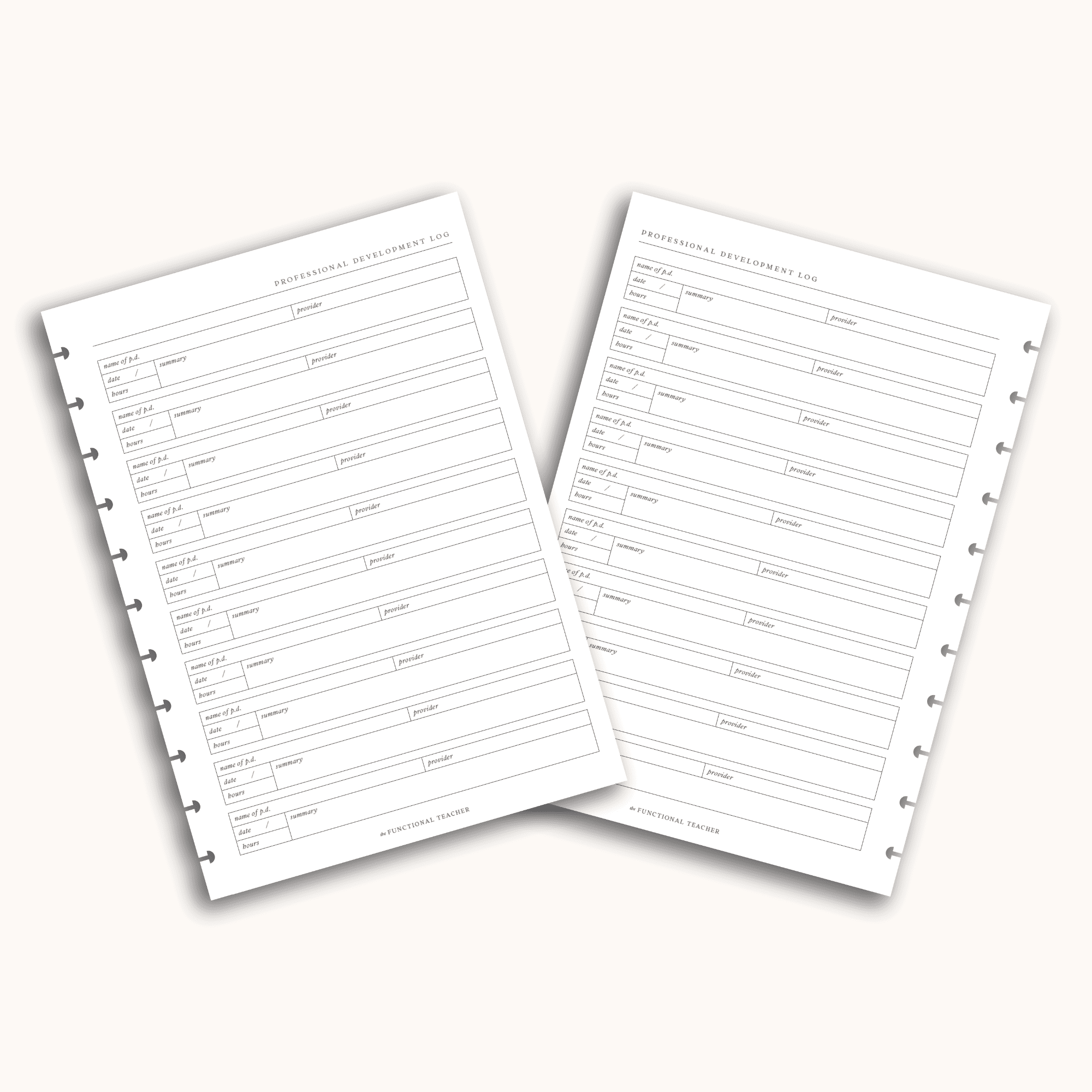 Professional Development Log | Disc Inserts - The Functional Teacher