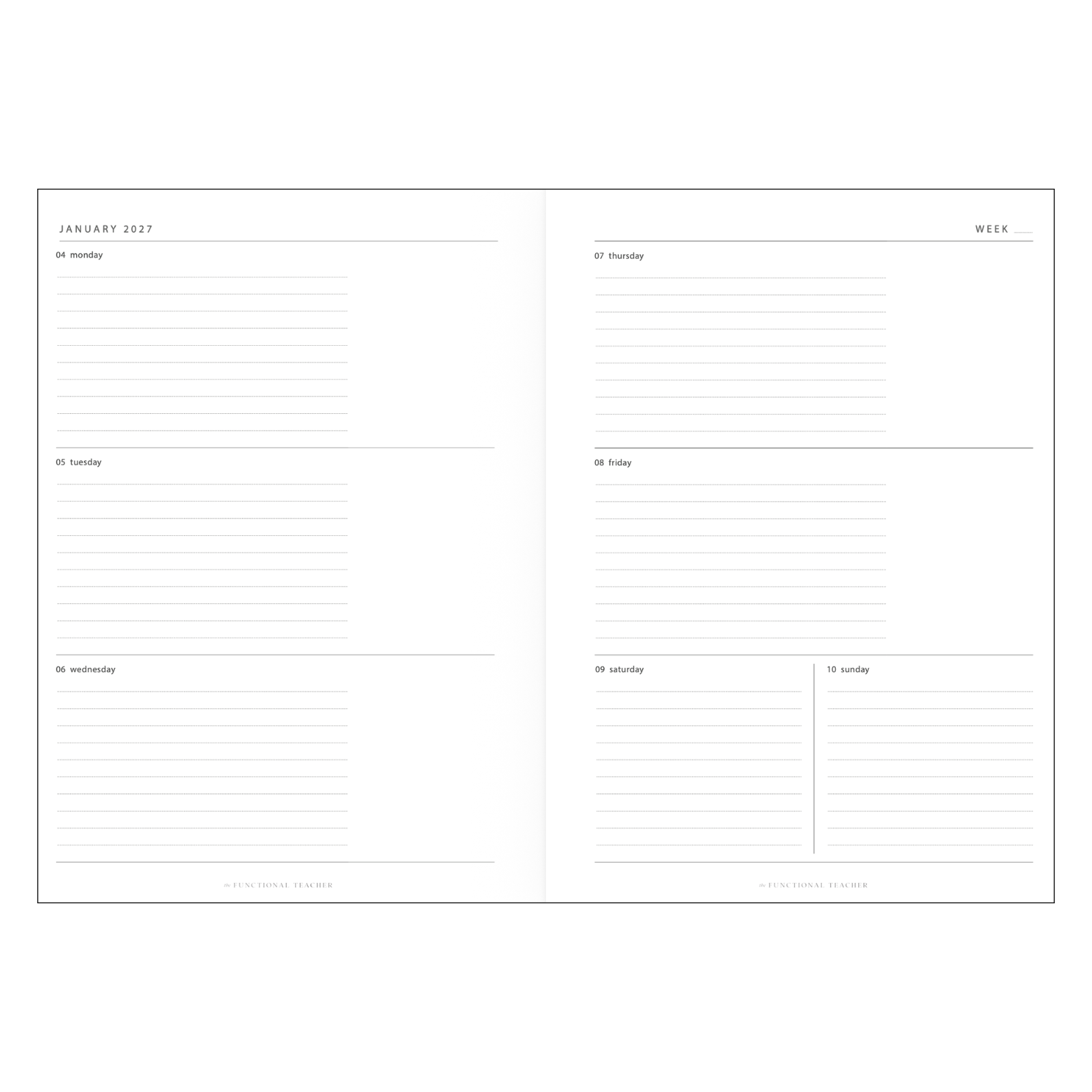 2027 Weekly Teacher Planner | A4 Haven