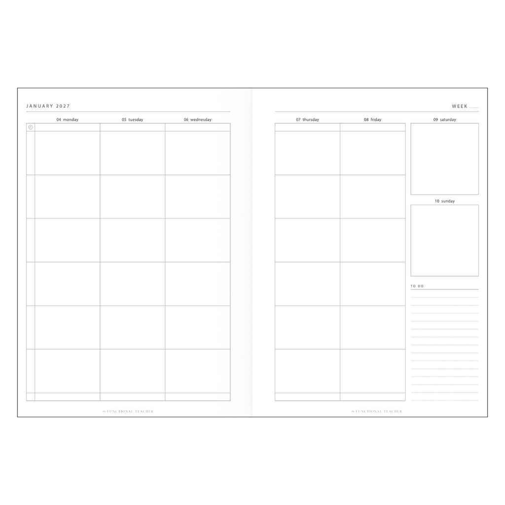2027 Vertical Weekly Teacher Planner | A4 Meridian
