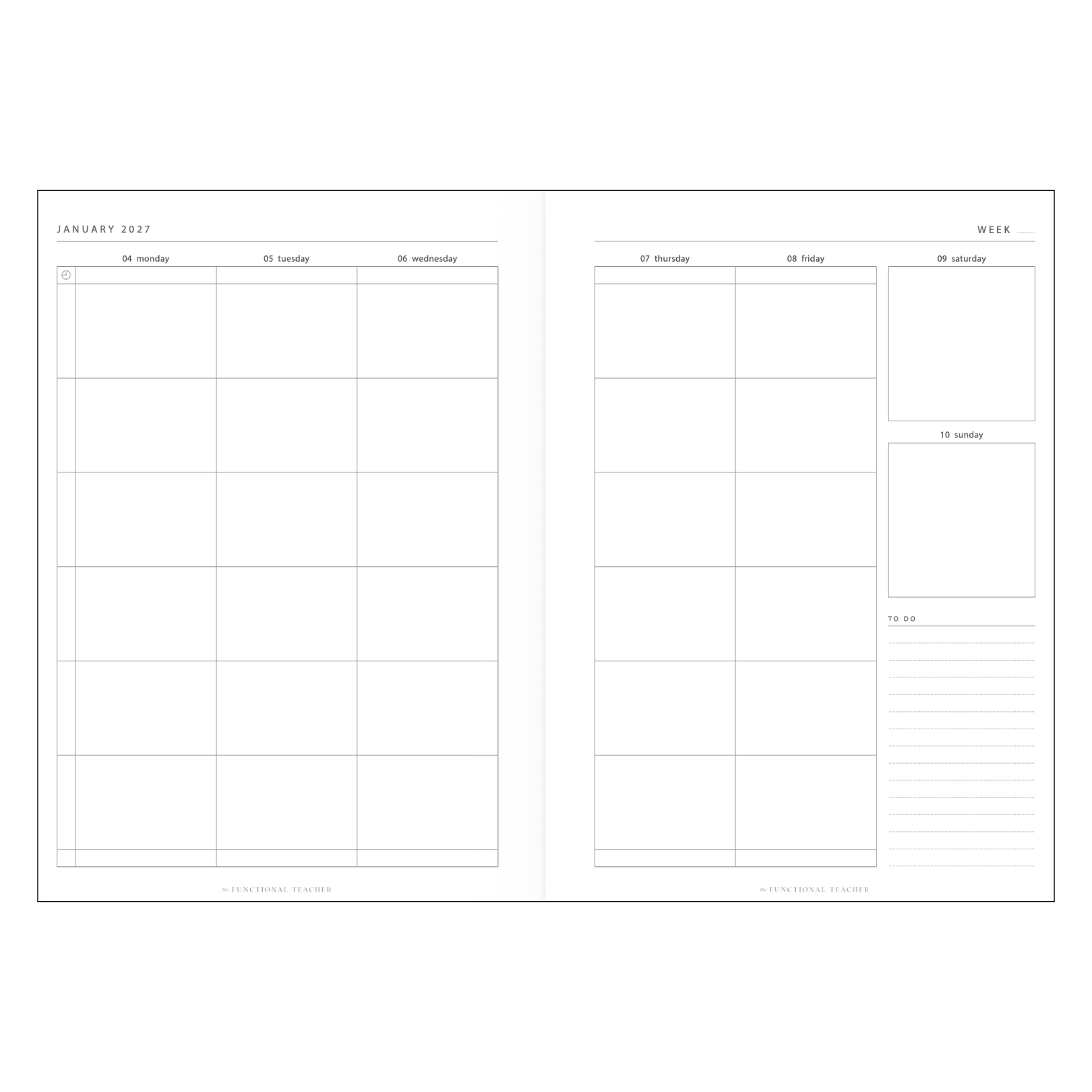 2027 Vertical Weekly Teacher Planner | A4 Meridian