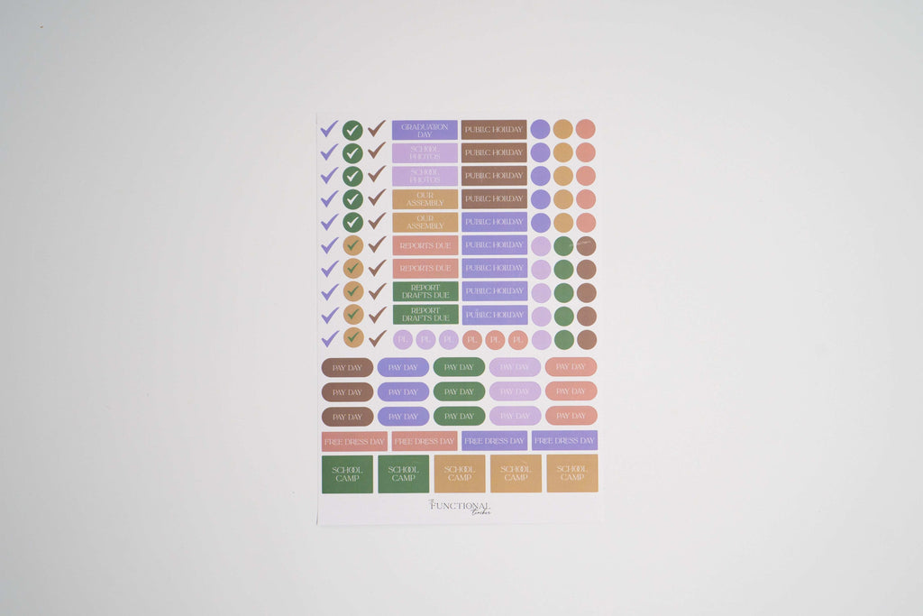 Set of colorful checkmark stickers on a white background