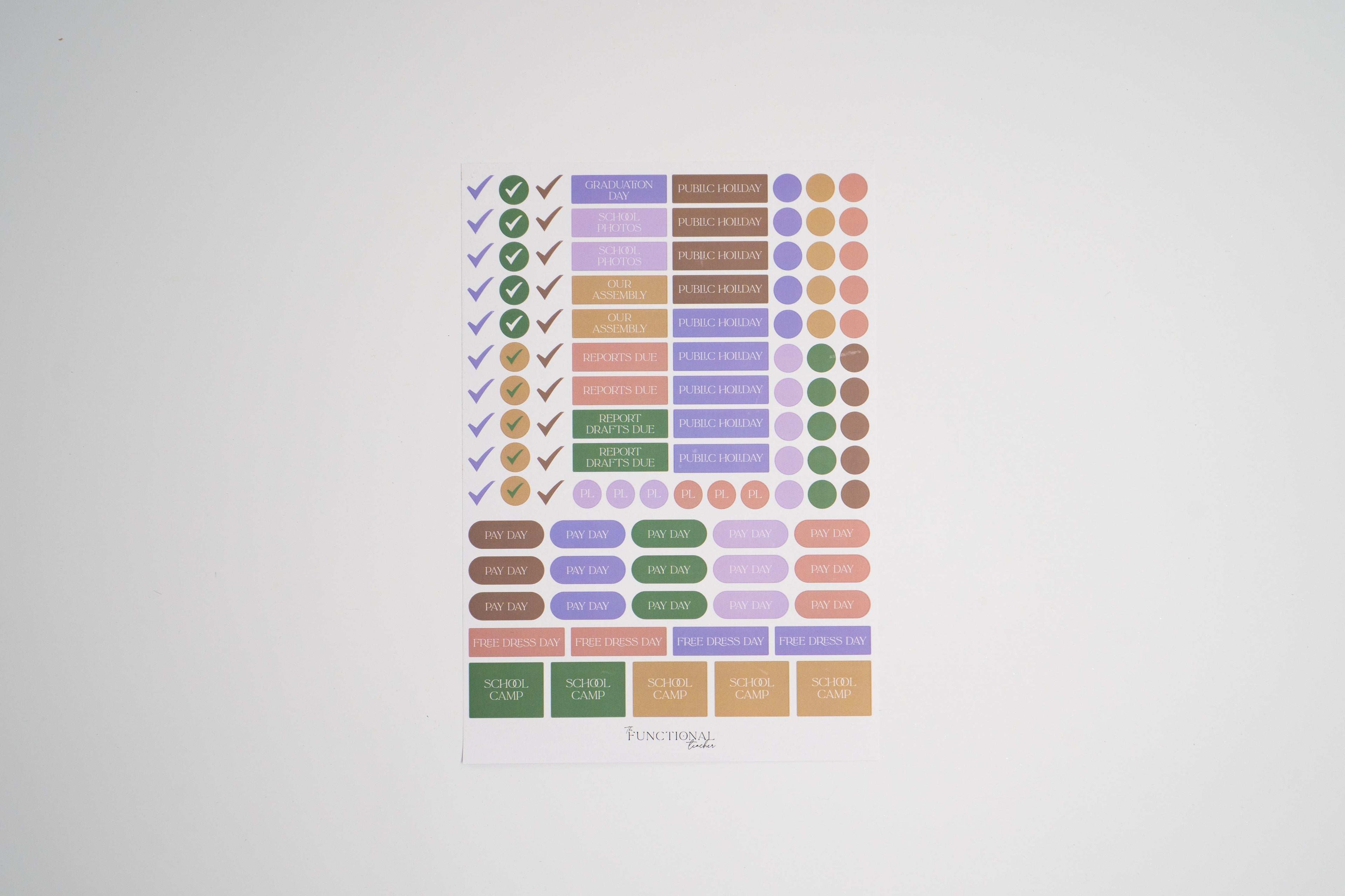 Set of colorful checkmark stickers on a white background