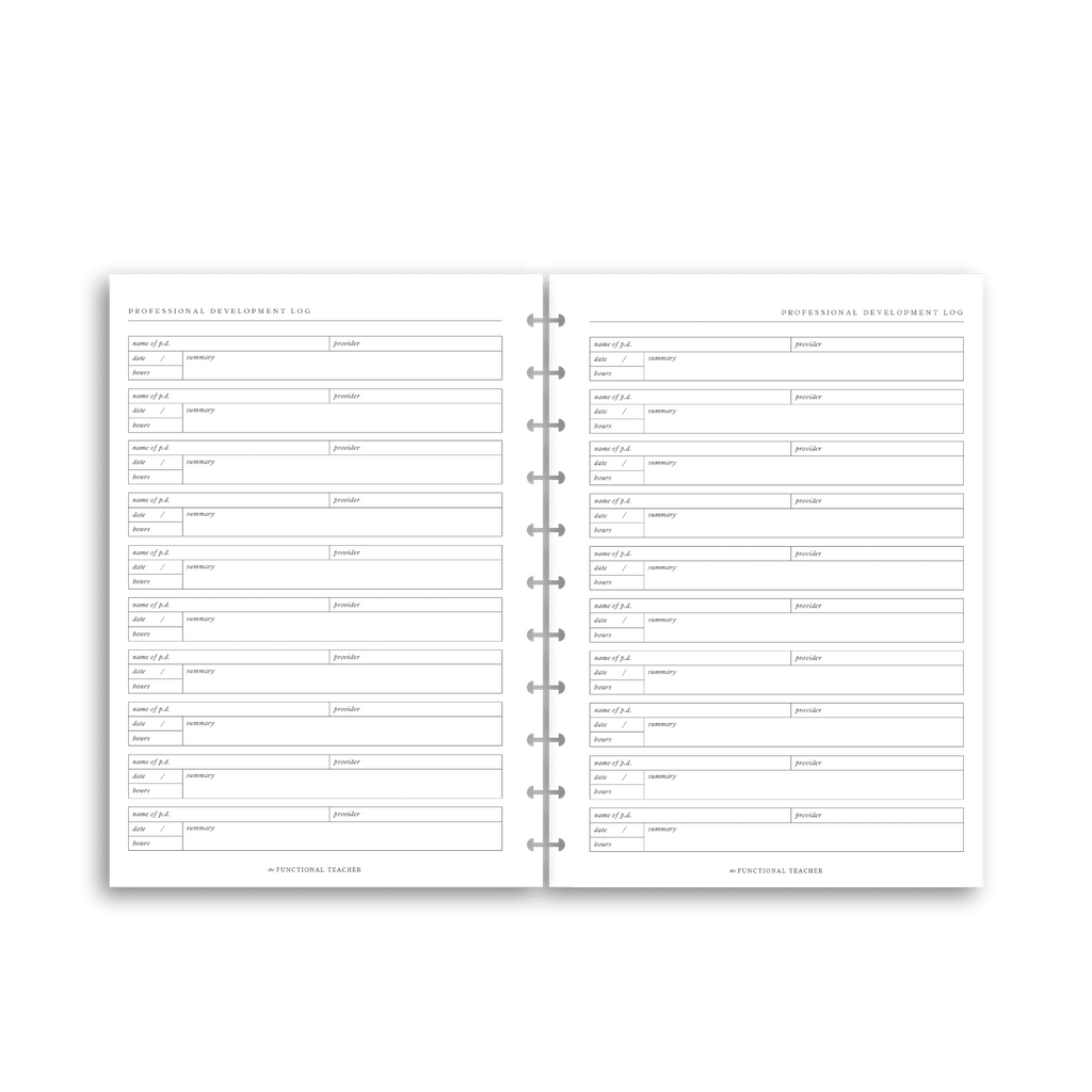 Professional Development Log | Disc Inserts - The Functional Teacher