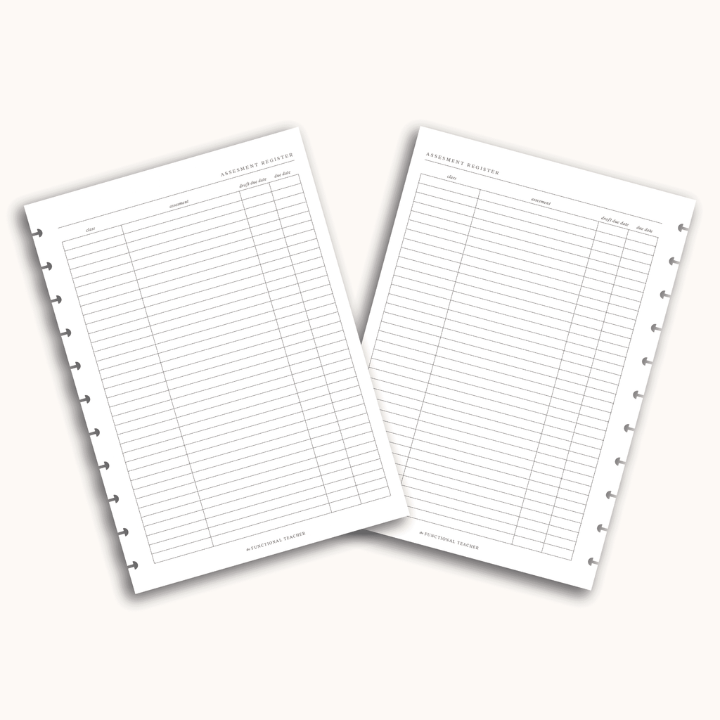 Assessment Register | Disc Inserts - The Functional Teacher