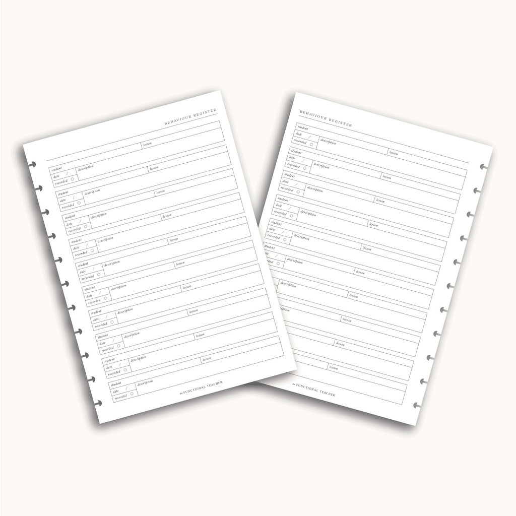 Behaviour Register | Disc Inserts - The Functional Teacher