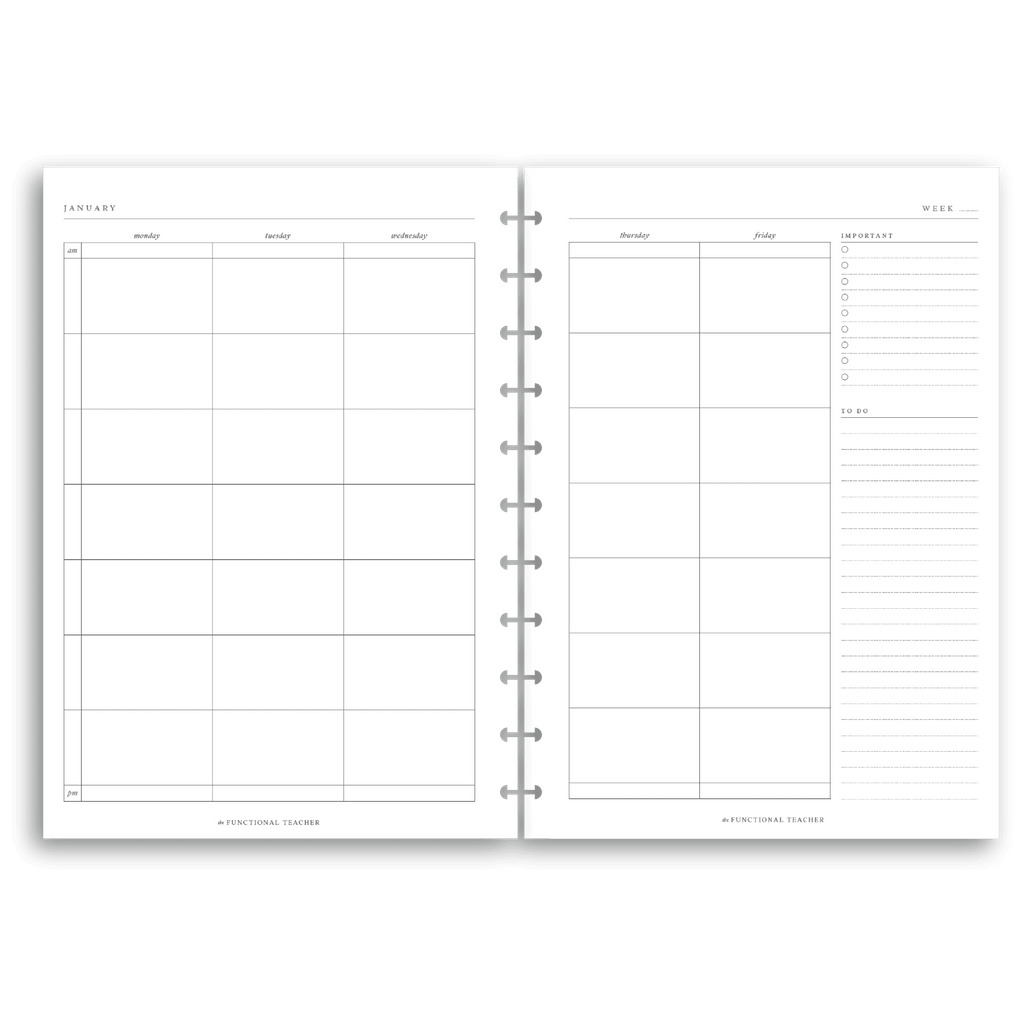Undated Vertical Weekly | Disc Inserts - The Functional Teacher