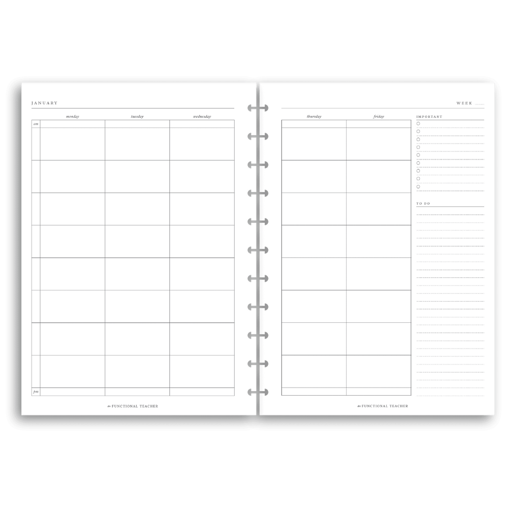 Undated Vertical Weekly | Disc Inserts - The Functional Teacher