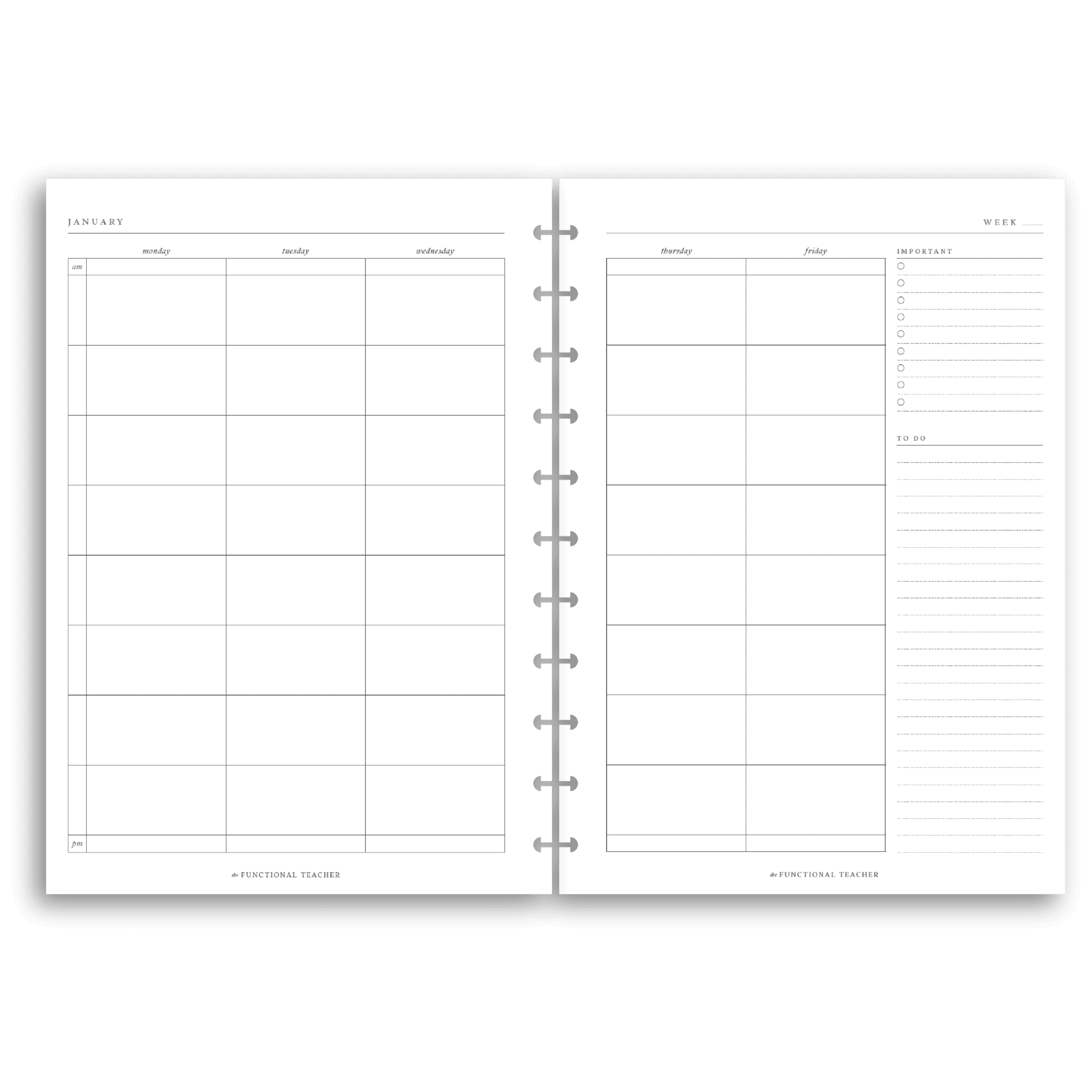 Undated Vertical Weekly | Disc Inserts - The Functional Teacher